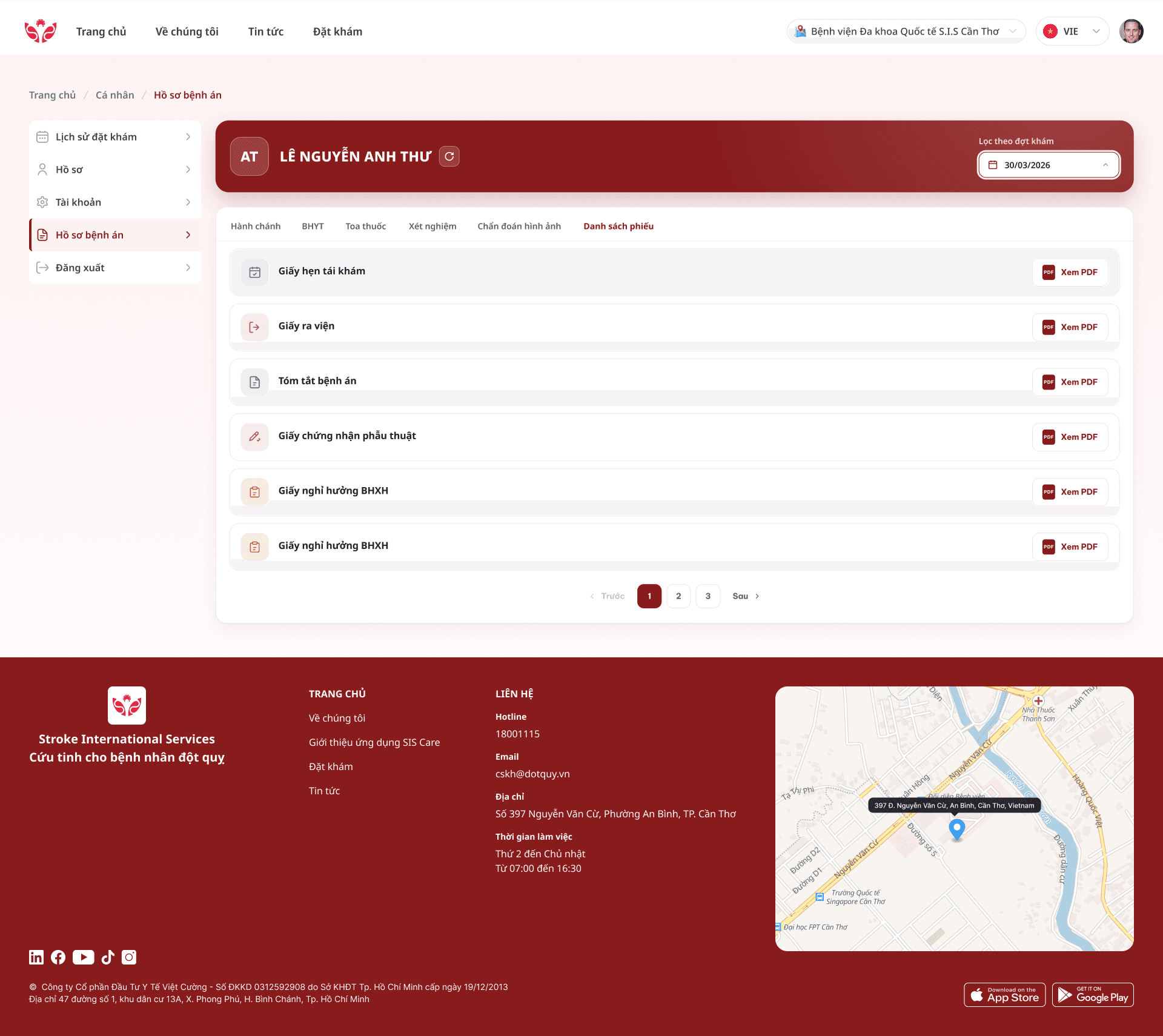 Giao diện WEB/APP đặt khám
